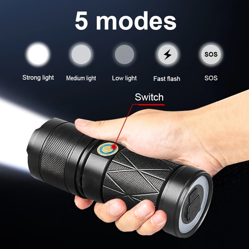 High-Power Aluminum Alloy Flashlight with USB Power Bank - Image 5