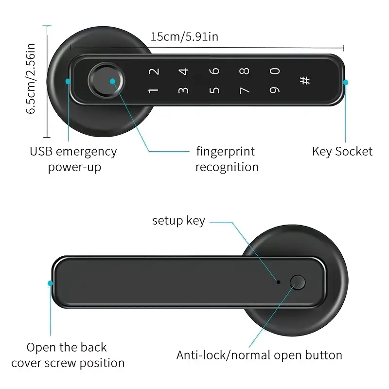 Smart Lock with Fingerprint, Code & App Control - Image 3